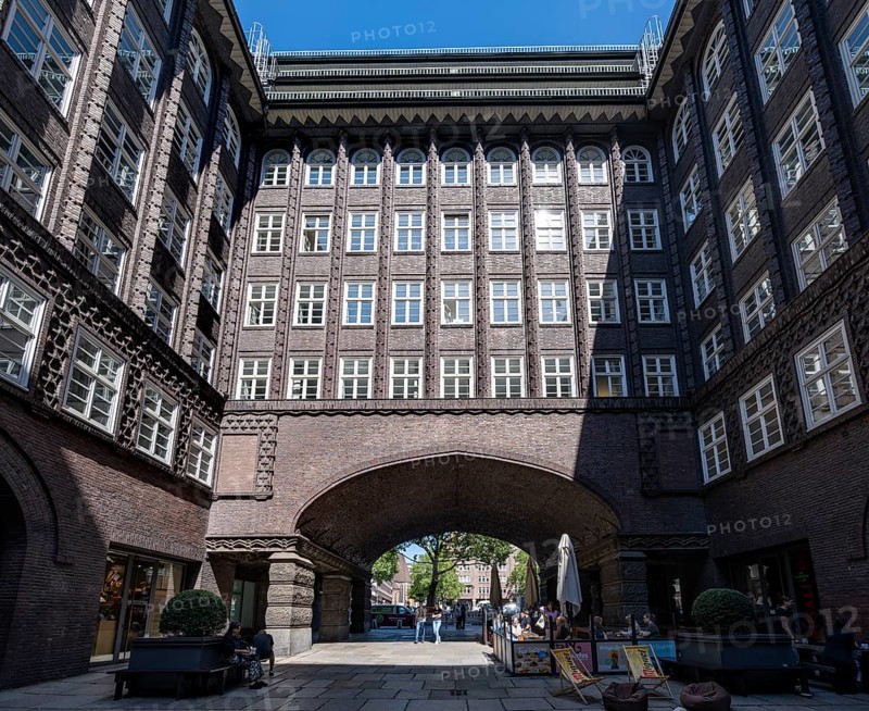 Chile House, former office building, courtyard, brick expressionism, architect Fritz Höger, UNESCO World Heritage Site, Hamburg, Germany