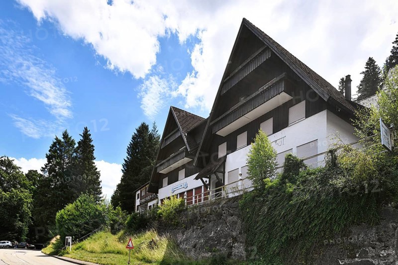 Forbach, Germany - July 12th: Hotel 'Schwarzenbach Hotel' at Schwarzenbachtal Dam in Black forest on sunny summer day