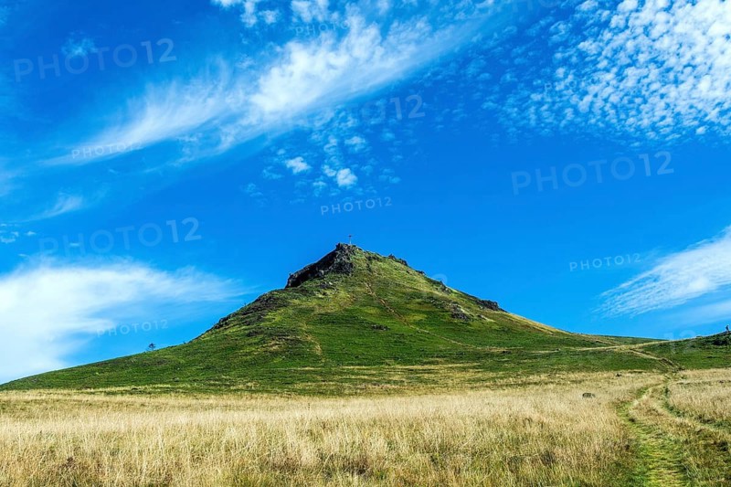 Roc de Courlande in Auvergne Volcanoes Regional Park. Puy de Dome. Auvergne Rhone Alpes. France