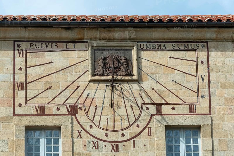 Sundial. Saint Robert abbaye of la Chaise Dieu. Haute Loire department. Auvergne Rhone Alpes. France
