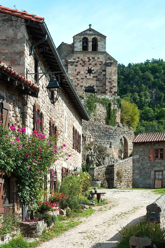 Saint Andre de Chalencon village. Street of Chalencon. Haute Loire. Auvergne Rhone Alpes. France