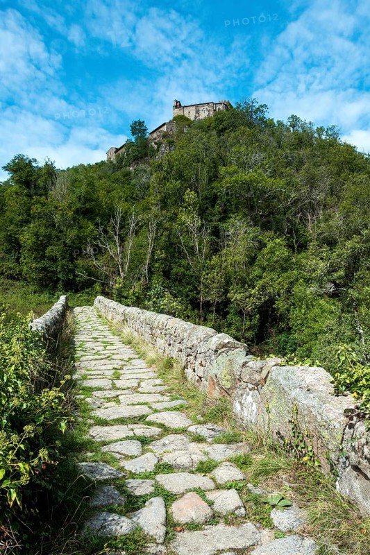 Saint Andre de Chalencon village. Devil's Bridge. Haute Loire. Auvergne Rhone Alpes. France