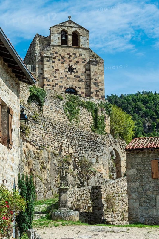 Saint Andre de Chalencon village. Chapel of Chalencon. Haute Loire. Auvergne Rhone Alpes. France