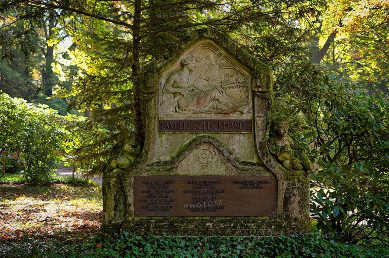 Gravesite, Gravestone, Grave of the Schickardt family, Forest cemetery, Autumn, autumnal, Ivy, Stuttgart, Baden-Württemberg, Germany