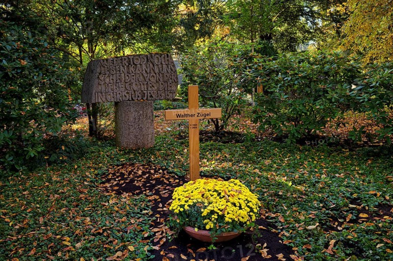 Gravesite, Gravestone, Grave of the Walther Zügel family, former chairman of the board of the Landesgirokasse Stuttgart, Waldfriedhof, autumn, autumnal, Stuttgart, Baden-Württemberg, Germany
