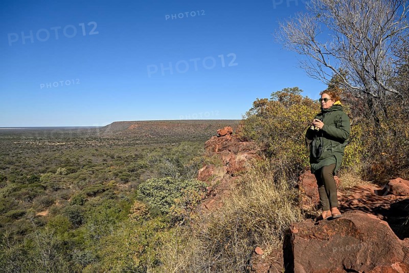 Tourist enjoying the view from Waterberg, Otjozondjupa region, Namibia