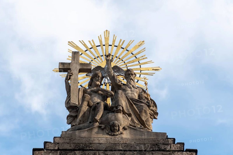 Statue of the Holy Trinity on the façade of St Jakob's Cathedral, Innsbruck, Tyrol, Austria