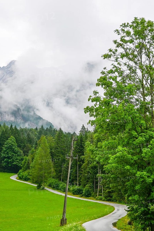 Fog shrouded Kamnik-Savinja Alps, Zgornje Jezersko, Slovenia