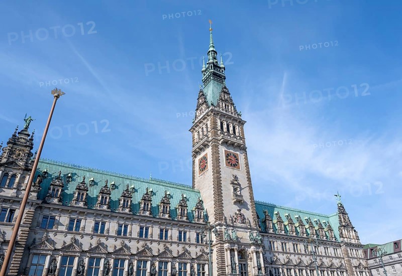 Hamburg Town Hall with Town Hall Tower, Rathausmarkt, Hamburg, Germany
