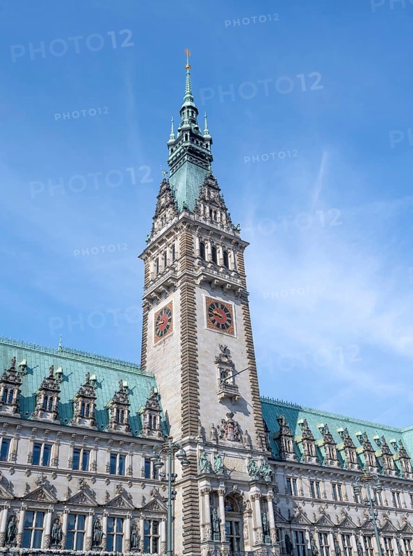 Hamburg Town Hall with Town Hall Tower, Rathausmarkt, Hamburg, Germany