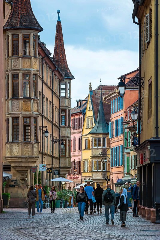 Pedestrians in the old town of Colmar