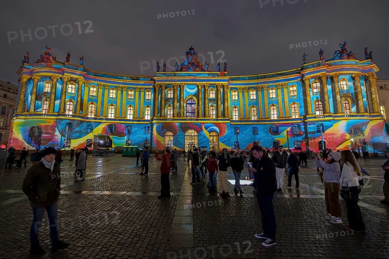 Bebelplatz, 21st BERLIN FESTIVAL OF LIGHTS, motto Let's Shine Together, light installations, 8 October 2025, Berlin, Germany, opening day in drizzle < english> 21st BERLIN FESTIVAL OF LIGHTS, motto Let's Shine Together, light installations, October 8, 2025, Berlin, Germany
