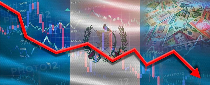 Guatemala financial crisis on economic graph. Financial fall of Guatemala on economy market