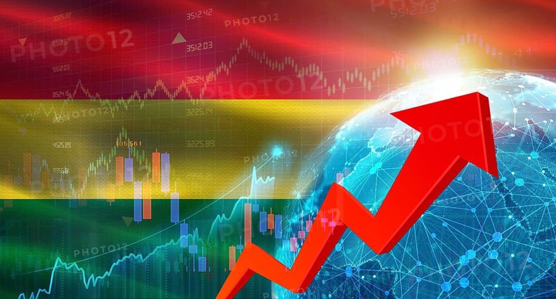 Global financial growth with Bolivia flag. Financial growth with Bolivia flag on economic background