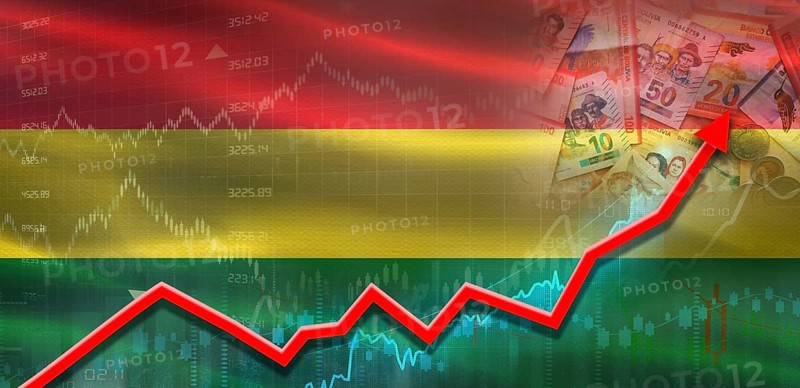 Bolivia financial growth on market graph. Bolivia economic growth on financial graph