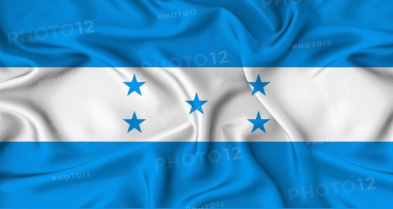 Realistic Honduras flag waving. Close up of flag of Honduras with cloth texture