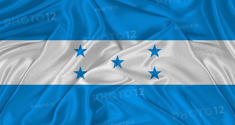 Flag of Honduras with cloth texture. Close up of Honduras flag waving