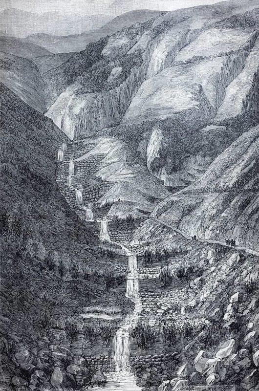 Defence of the Bourget torrent in Savoy, historical book illustration, steel engraving