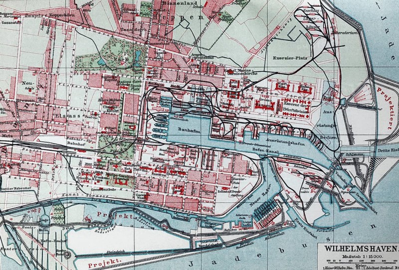 Wilhelmshaven, historical city map from the year1905