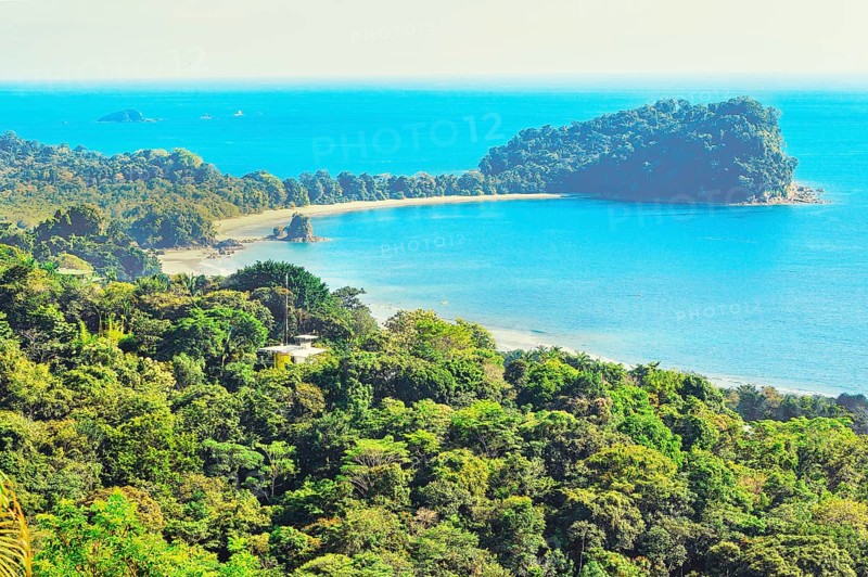 Espadilla beach and coastline, elevated view, Manuel Antonio National Park, Quepos, Costa Rica