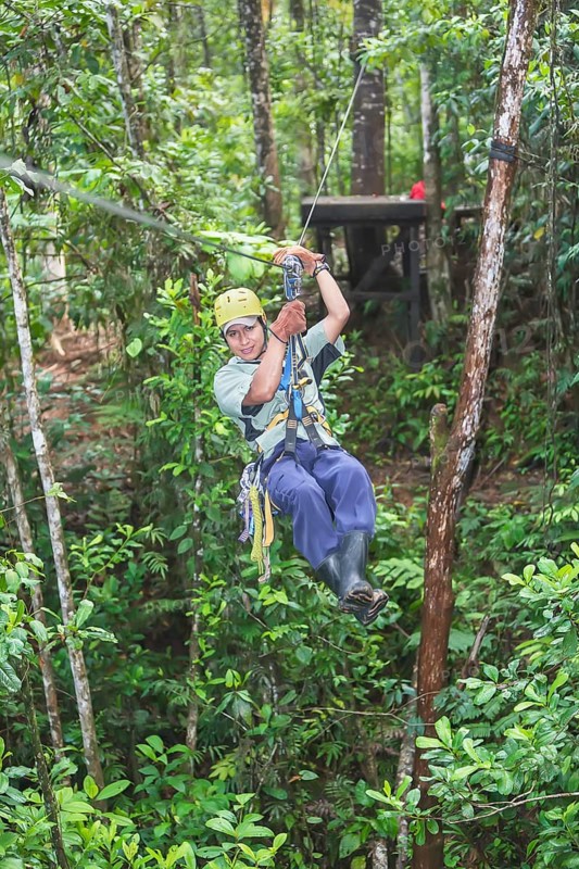 Man on a zipline tour, Costa Rica, Central America