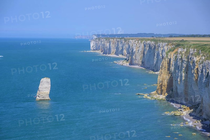 Aiguille de Belval, hike from Etretat to Yport along the chalk cliff coast, Département Seine-Maritime, France