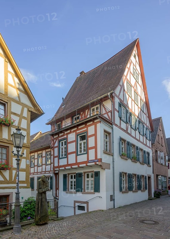 Half-timbered houses in the old town centre, Hirschhorn, Hesse, Germany