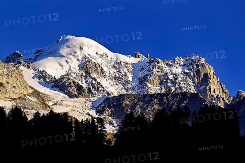 Snow-covered Aiguille Verte, Chamonix-Mont-Blanc, Haute-Savoie, France