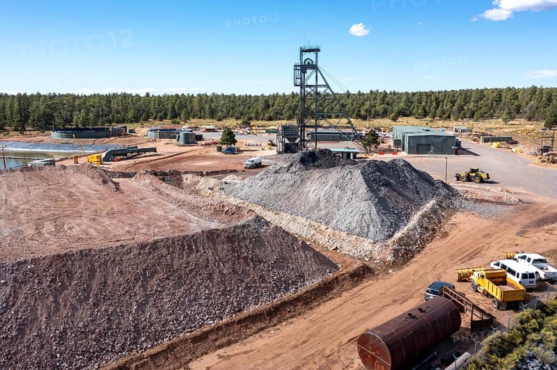 Tusayan, Arizona - Energy Fuels' controversial Pinyon Plain uranium mine, located a few miles from Grand Canyon National Park and inside Baaj Nwaavjo I'tah Kukveni National Monument. Native American tribes fear contamination of ground water and pollution from trucks hauling uranium ore along the 300-mile route to Energy Fuels' White Mesa mill in Utah