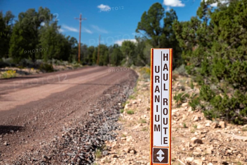 Tusayan, Arizona - A uranium haul route at Energy Fuels' controversial Pinyon Plain uranium mine, located a few miles from Grand Canyon National Park and inside Baaj Nwaavjo I'tah Kukveni National Monument. Native American tribes fear contamination of ground water and pollution from trucks hauling uranium ore along the 300-mile route to Energy Fuels' White Mesa mill in Utah
