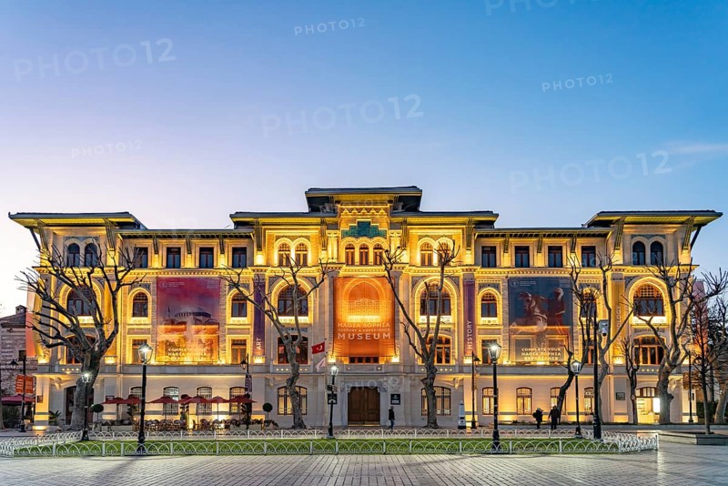 The Hagia Sophia History and Experience Museum at the Hippodrome at dusk, Istanbul, Turkey