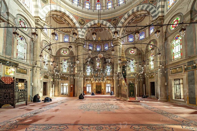 Interior of the Laleli Mosque or Tulip Mosque in Istanbul, Turkey