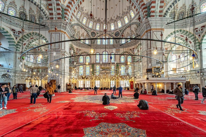 Interior of the Fatih Mosque in Fatih, Istanbul, Turkey