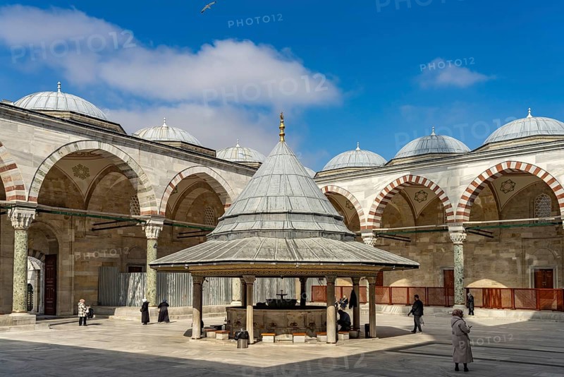Shadirvan Fountain in the courtyard of the Fatih Mosque in Fatih, Istanbul, Turkey