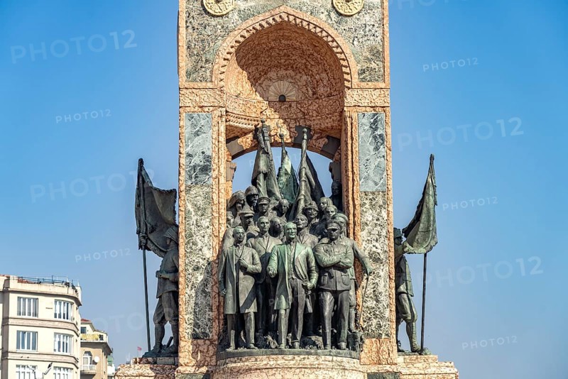 The Republic of Cumhuriyet Aniti Monument on Taksim Square Taksim Meydani in Beyoglu, Istanbul, Turkey