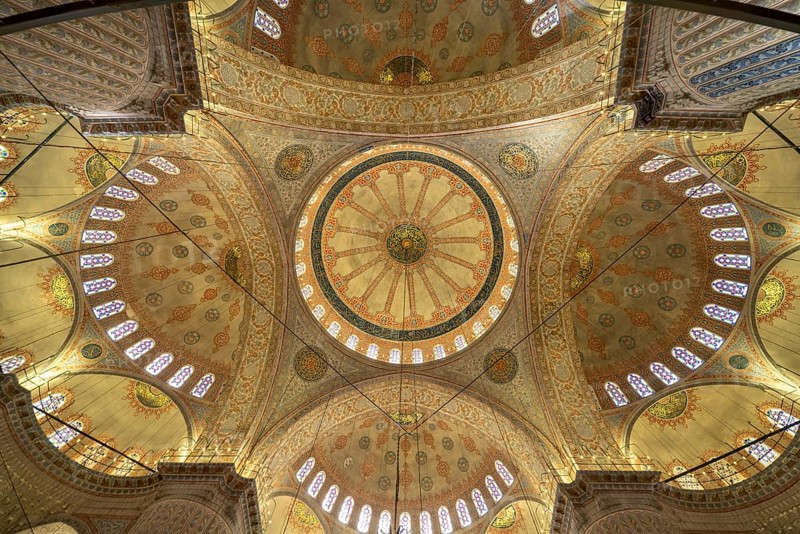 Domes of the Blue Mosque or Sultan Ahmed Mosque in Istanbul, Turkey