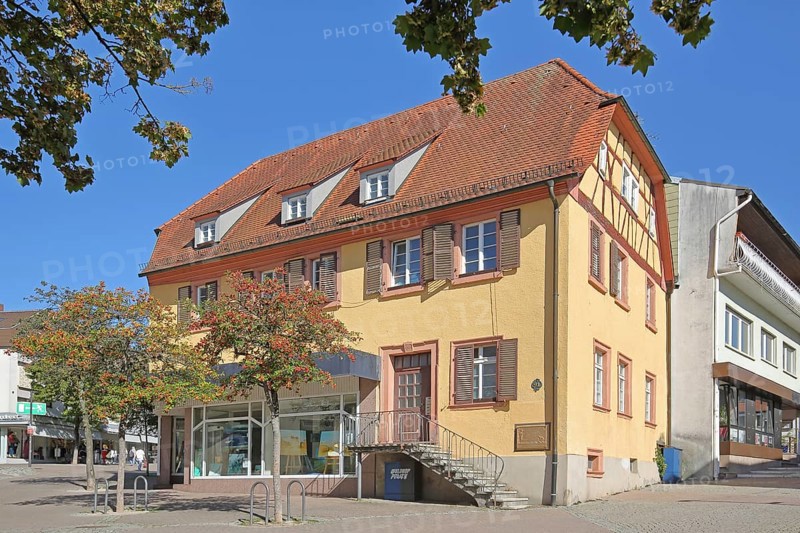 Bronner House, home of winegrower, pharmacist and writer Johann Philipp Bronner, Unterer Markt, Wiesloch, Baden-Württemberg, Germany
