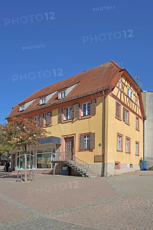 Bronner House, home of winegrower, pharmacist and writer Johann Philipp Bronner, Unterer Markt, Wiesloch, Baden-Württemberg, Germany