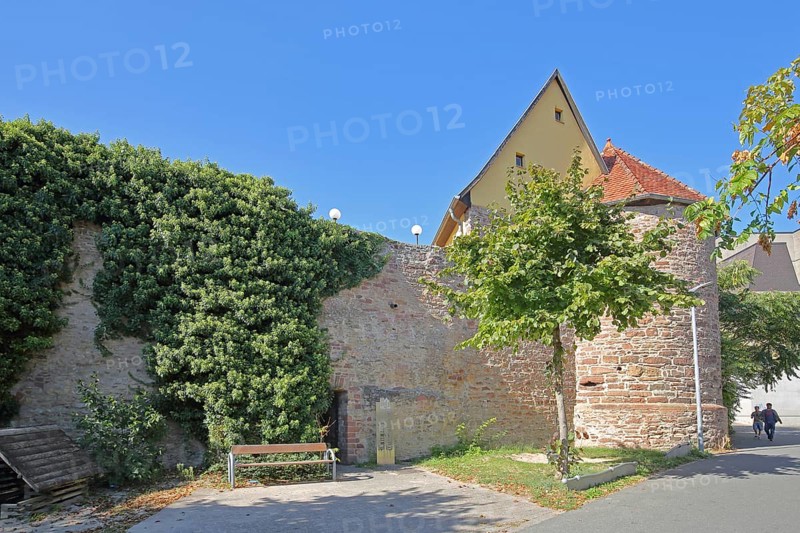 Historic defence defence tower of the former town fortifications, town wall, Höllgasse, Wiesloch, Baden-Württemberg, Germany