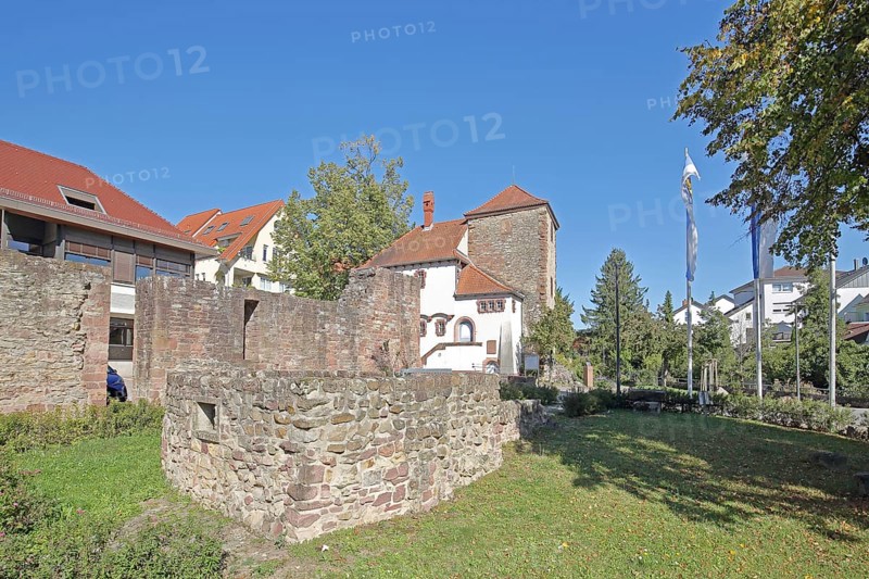 Former town wall, town fortifications and local history museum with Dörndl defence defence tower, Röhrbuckel, Wiesloch, Baden-Württemberg, Germany