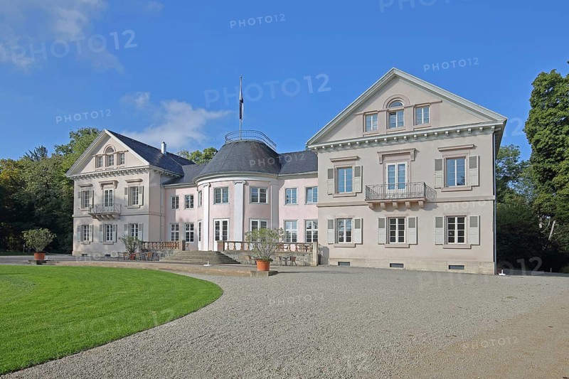 Classicist Villa Eugenia built in 1787, ornamental garden, princely garden, Hechingen, Swabian Alb, Baden-Württemberg, Germany