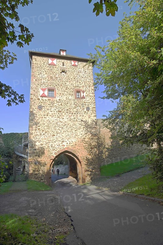 Historic Johannistor as part of the former town fortifications, town gate, town tower, Bad Münstereifel, Ahrgebirge, Eifel, North Rhine-Westphalia, Germany