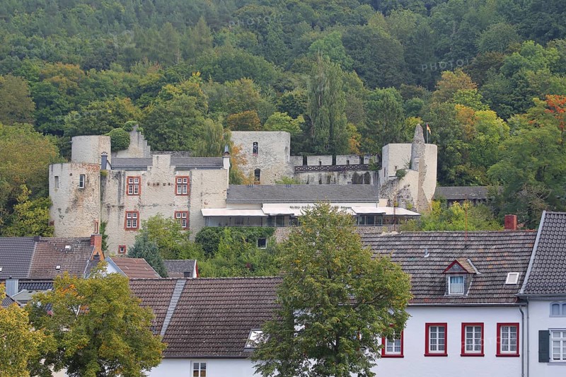 View of the castle and roofs, Bad Münstereifel, Ahrgebirge, Eifel, North Rhine-Westphalia, Germany