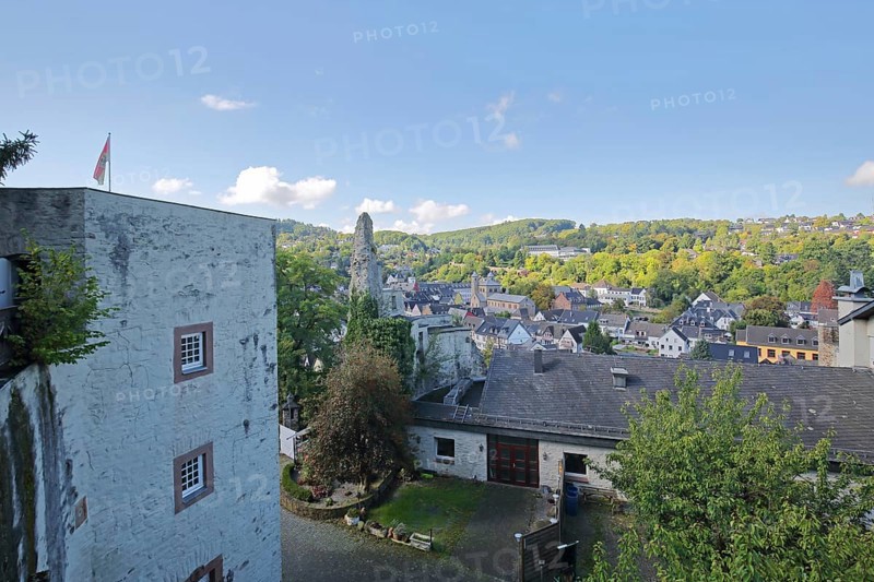 View of the townscape from the castle, Bad Münstereifel, Ahrgebirge, Eifel, North Rhine-Westphalia, Germany
