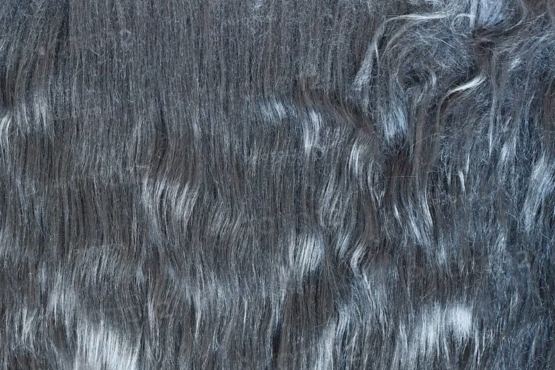 Close up of dark gray synthetic fake fur