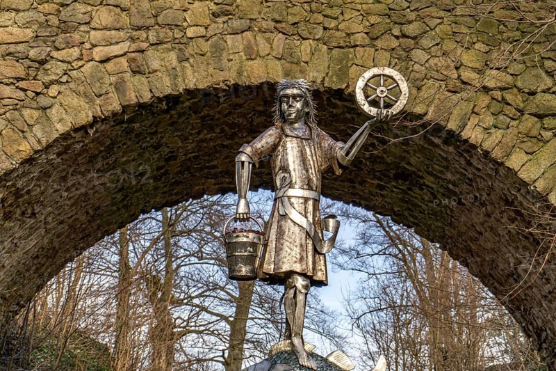 Krodo the mascot at the ruins of Harzburg Castle in Bad Harzburg, Lower Saxony, Germany