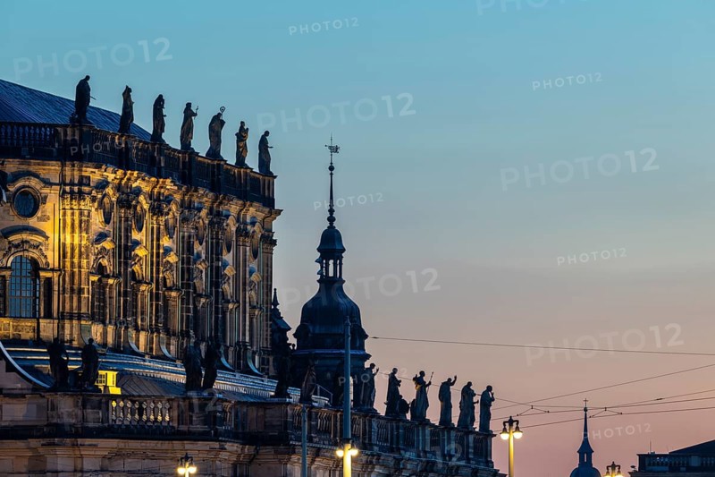 Cathedral Sanctissimae Trinitatis, dusk, Dresden, Saxony, Germany