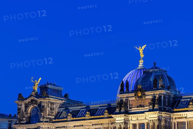 Towers of the Academy of Fine Arts in the Blue Hour, Dresden, Saxony, Germany