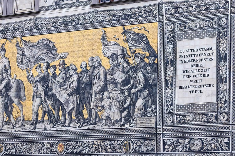 Procession of princes at the Royal Palace, picture made of tiles from Meissen porcelain, Augustusstrasse, Old Town, Dresden, Saxony, Germany