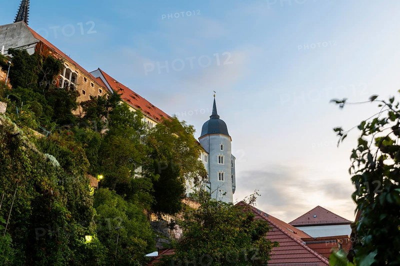 Blue Tower of Albretsburg Castle, Houses, Old Town, Meissen, Saxony, Germany